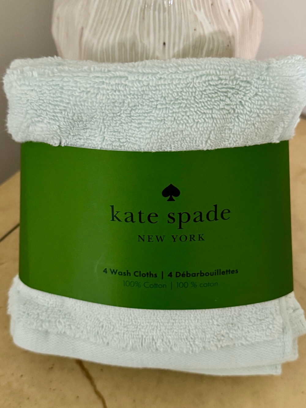 KATE SPADE NY PALE BLUE 4 PIECE WASH CLOTH  TOWEL SET NEW